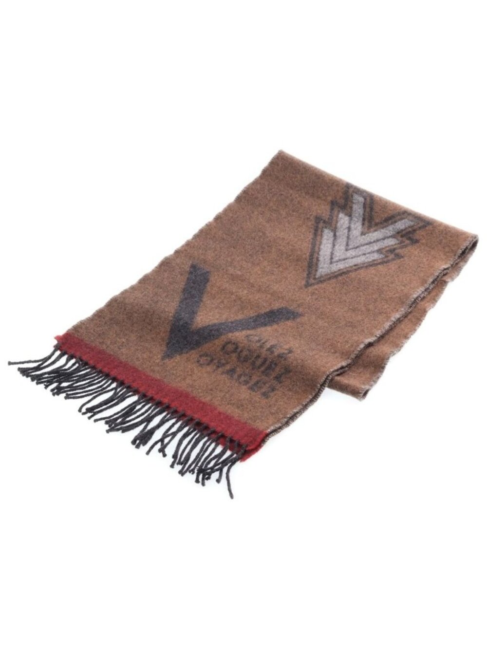 Louis Vuitton Echarpe LV All Over Print Cashmere Blend Wool Scarf Brown